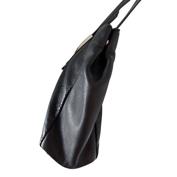 B. Makowsky Tessa Black Saffiano Pebbled Leather Tote Handbag Purse - Picture 3 of 10